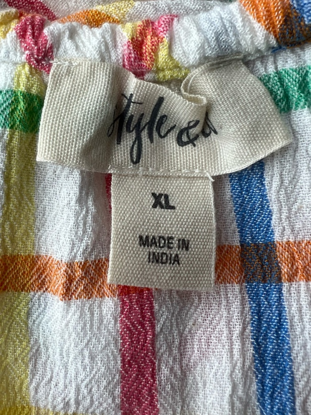 Rainbow Plaid Prairie Maxi Dress Cottagecore Picnic Sundress - Picture 5 of 6